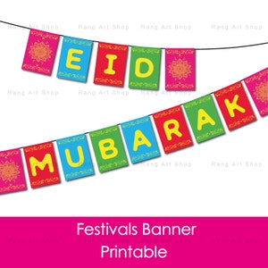 Eid Mubarak banner - Eid Party Decoration - Muslim Islamic Festival Ramadan & Eid Party Printable - Ramadan Mubarak banner Digital Download