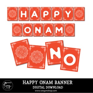 Happy Onam Banner - Kerala New Year -  Onam Kids Indian Festival Colourful Bunting - Indian traditional - South Indian - Keralites -Mahabali