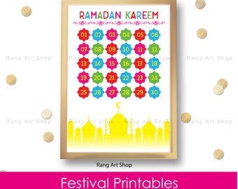Ramadan Calendar Countdown - Muslim Islamic Festival Decor - Ramadan Calendar Printable - Ramadan Mubarak Digital Download