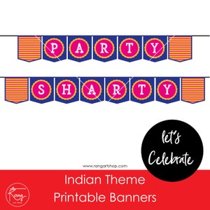 Bollywood Party Banner Blue - Indian Party - Desi Colourful Bunting - Bollywood Theme Props - Punjabi Party Printable - DIGITAL DOWNLOAD