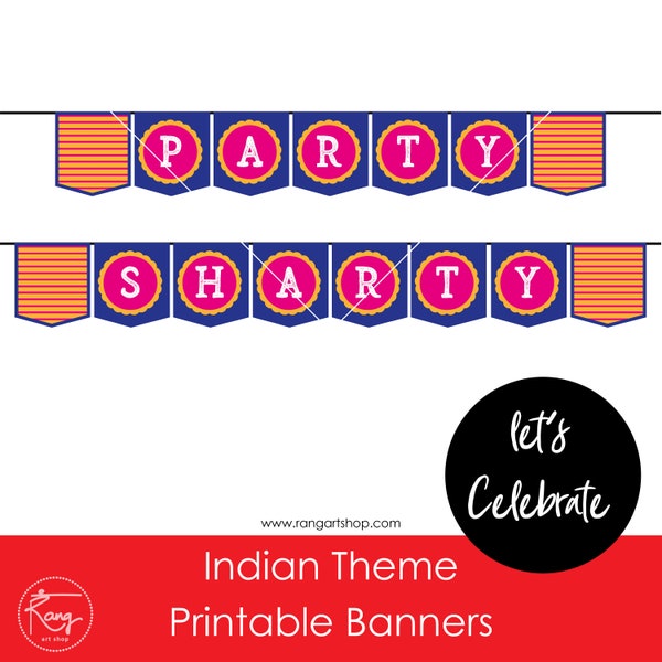 Bollywood Party Banner Blau - Indische Party - Desi Bunte Bunting - Bollywood Thema Requisiten - Punjabi Party Printable - DIGITAL DOWNLOAD