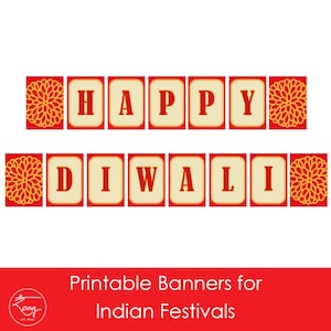 Diwali Banner - Diwali Decoration Indian Festival Bunting - Bollywood Themed Party Diwali backdrop - Diwali Decor - Indian Diwali Printable