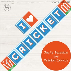 Cricket Party Banner-Indian Cricket Team- Cricket Birthday Decorations-Cricket Party Bunting - Desi - Sports Party - Digital Download