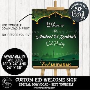 Custom Eid Welcome Sign / Poster - Eid Mubarak Board - Eid Party Entry Sign Islamic Muslim - Digital Download Edit Yourself