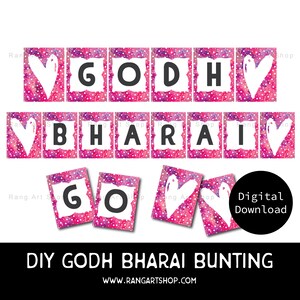 Godh Bharai Bunting - Indian Baby Shower Banner - Hindi Bollywood Props -  Indian Style Baby Shower Party Printable - Desi - Indian Theme