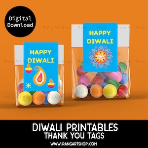HAPPY DIWALI  Thank You Tag - Diwali Party Favour Tags  Diwali Deepavali Festival - Indian Theme Party Diwali Printable Hindi