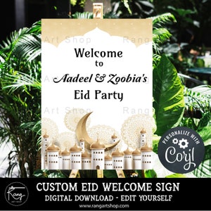 Custom Eid Welcome Sign / Poster - Eid Mubarak Board - Eid Party Entry Sign Islamic Muslim - Digital Download Edit Yourself