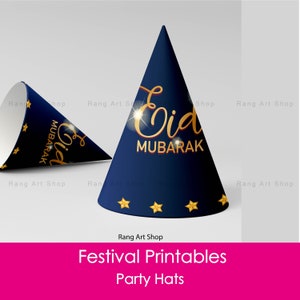 Eid Mubarak Party Hats - Eid Decor- iftar party Decor - Eid party decor  - Ramadan & Eid Party Printable - Digital Download