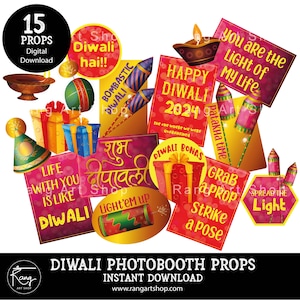 Diwali Photo Booth Prop -  15 Photobooth Props Printable - Indian Themed Party Diwali Printable -  Indian Festival Celebrations - Hindu -DIY