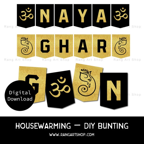 Wimpelkette - Housewarming Party Banner & Flaggen - Desi - Hindi - Bollywood Party - Printable - DIY Wimpelkette - Digital Download