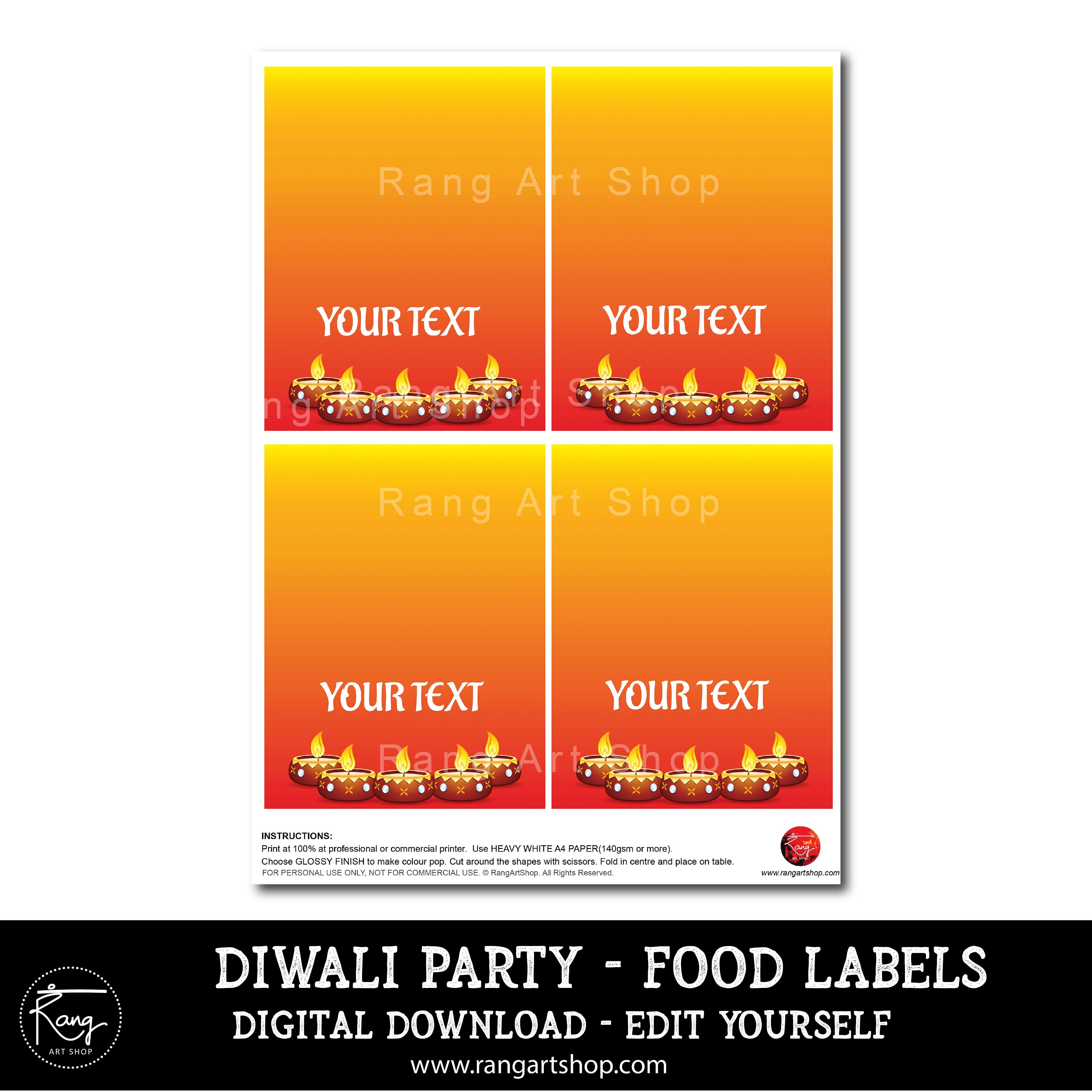 Diwali Editable Food Labels - Diwali Tent Card - Diwali Party Buffet ...