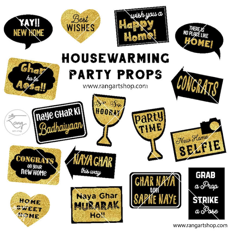 Housewarming Props 15 New Home Party Props House Warming Party Gold