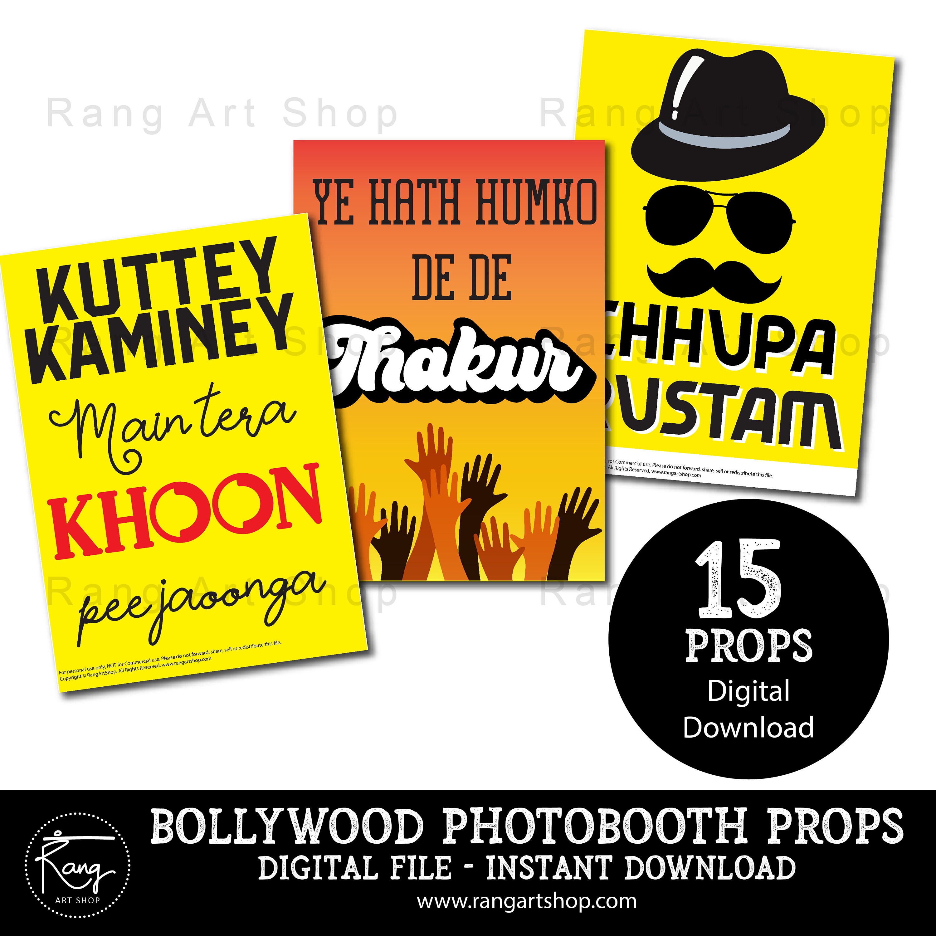 Bollywood Film Dialogue Photo Booth Props - 15 Props- Indian ...