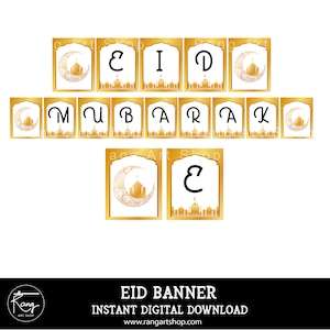 Eid Mubarak banner - Eid Party Decoration - Muslim Islamic Ramadan & Eid Party Printable - Ramadan Mubarak banner Digital Download