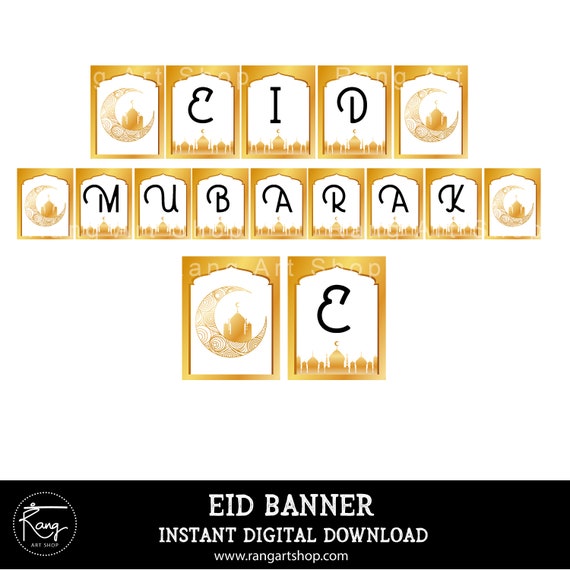 Eid Mubarak Banner – Ramadan Dekoration, Papier, 5,1x7 Zoll, Für Partys & Feste