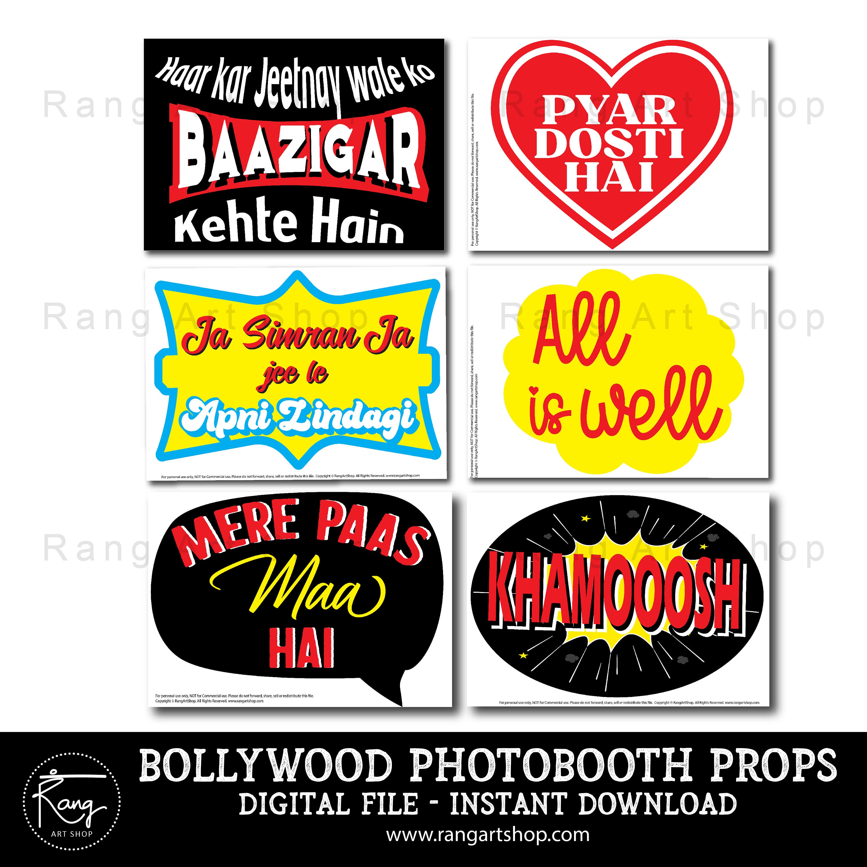 Bollywood Film Dialogue Photo Booth Props - 15 Props- Indian ...
