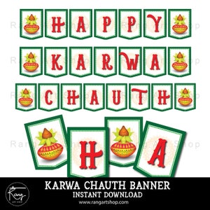 karwa chauth Banner - karwachauth Pooja Decoration - Indian Celebrations - Indian Festival - Desi Printable