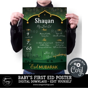 Custom My First Eid - Baby&#39;s First Eid Poster - Baby&#39;s first Eid Mubarak Board - First Eid party Digital Download Edit Yourself