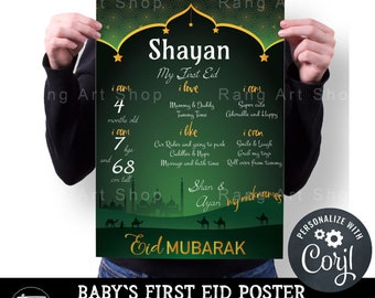 Custom My First Eid - Baby's First Eid Poster - Baby's first Eid Mubarak Board - First Eid party Digital Download Edit Yourself