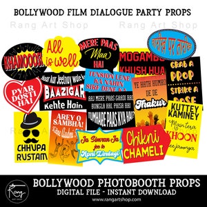 Bollywood Film Dialogue Photo Booth Props - 15 Props- Indian celebrations-Punjabi Party - Bollywood Party -Desi Props DIGITAL DOWNLOAD