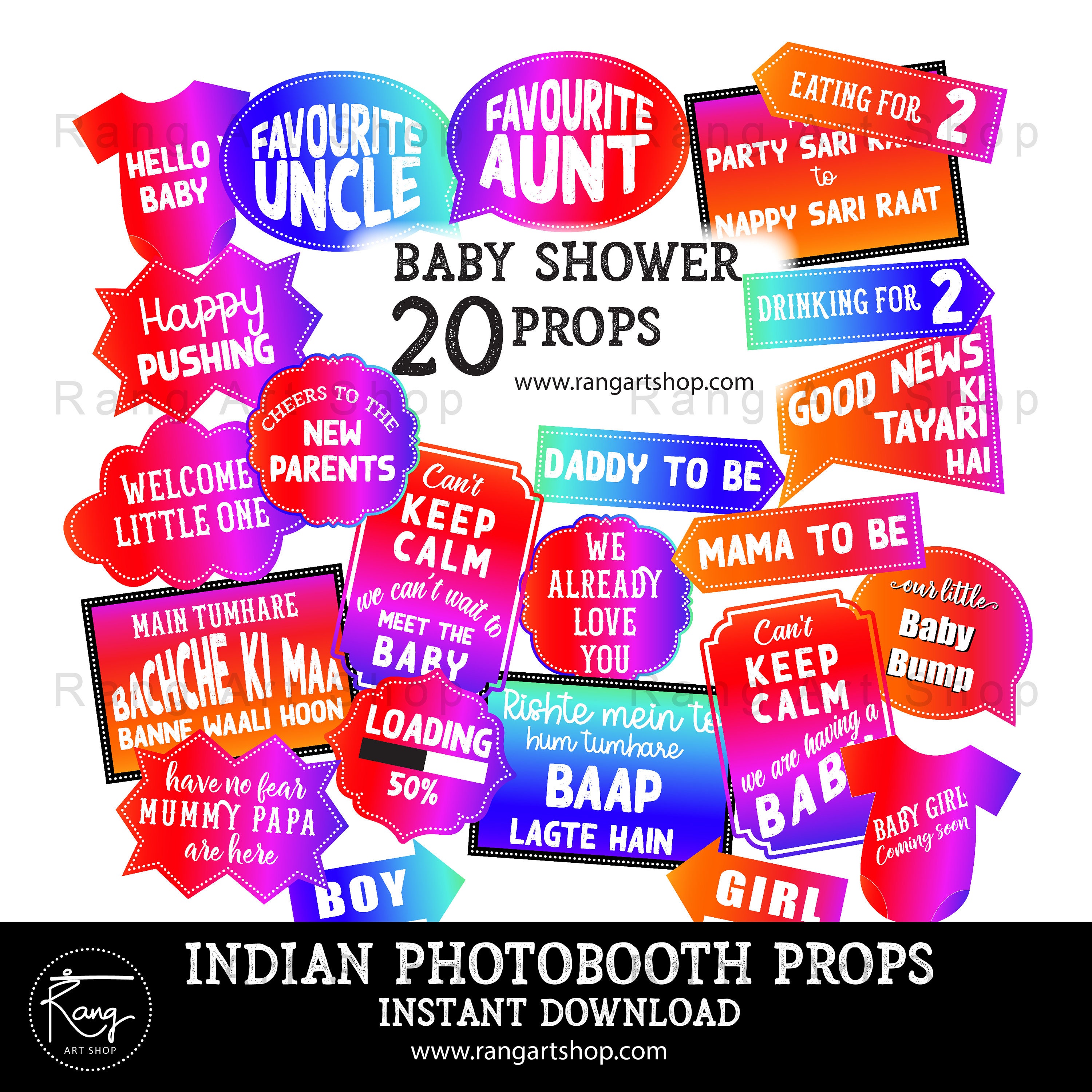 Desi Props for Indian Baby Shower Bollywood Pregnancy Etsy España