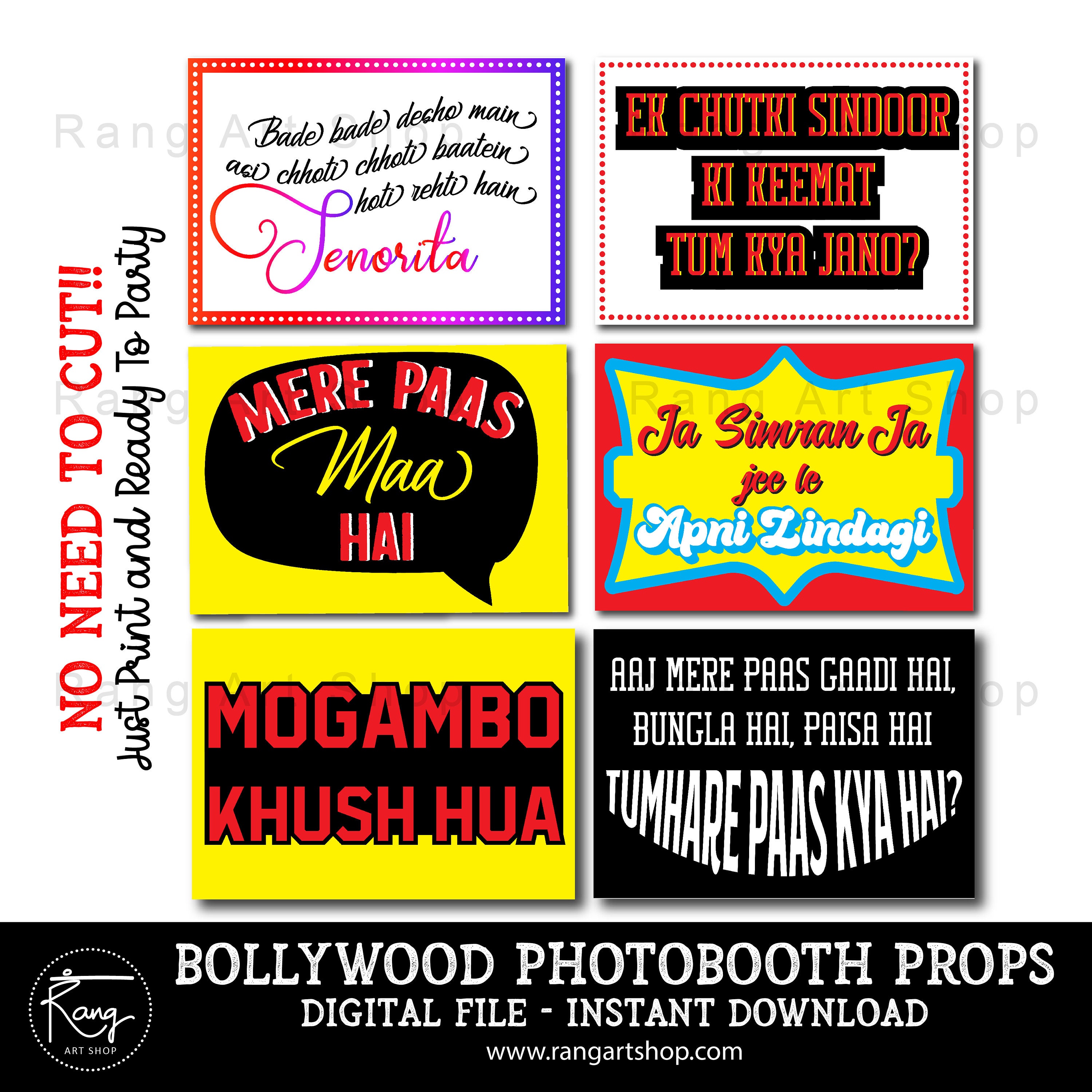 Bollywood Film Dialogue Photo Booth Props -20 Props- Indian ...