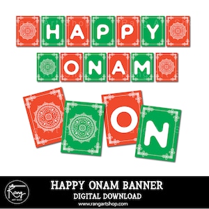 Happy Onam Banner - Kerala New Year -  Onam Kids Indian Festival Colourful Bunting - Indian traditional - South Indian - Keralites -Mahabali