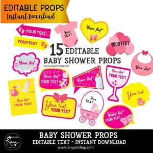 Editable Godhbharai Props Pink Baby Shower Props - Choose Your Own/ Custom Phrases - Desi Props for Indian Baby Shower - Bollywood Pregnancy