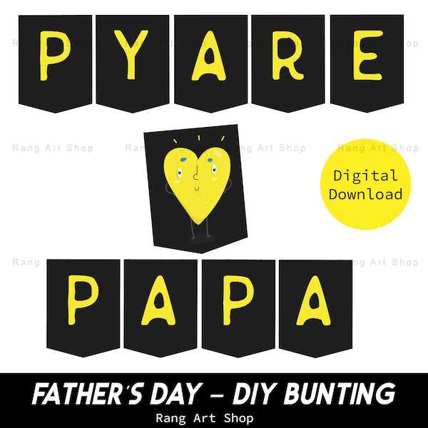 Father's Day Bunting 'Pyare Papa' - Indian - Desi - Hindi - Father's Day Banner & Flags - DIY Father's Day Printable Digital Download