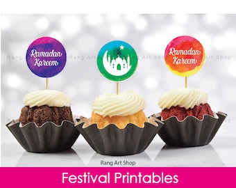 Eid Mubarak Cupcake Toppers with Sheep&Moon Design Eid Al-Adha Cupcake