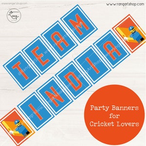 Cricket Party Banner-Indisch Cricket Team-Cricket Verjaardag Decoraties-Cricket Party Bunting - Desi - Sportfeest - Digitale Download
