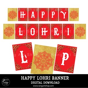 Lohri Banner Lohri Party Decoration - Indian Festival Colourful Bunting - Bollywood Theme Props - Punjabi Party Printable Happy Lohri banner