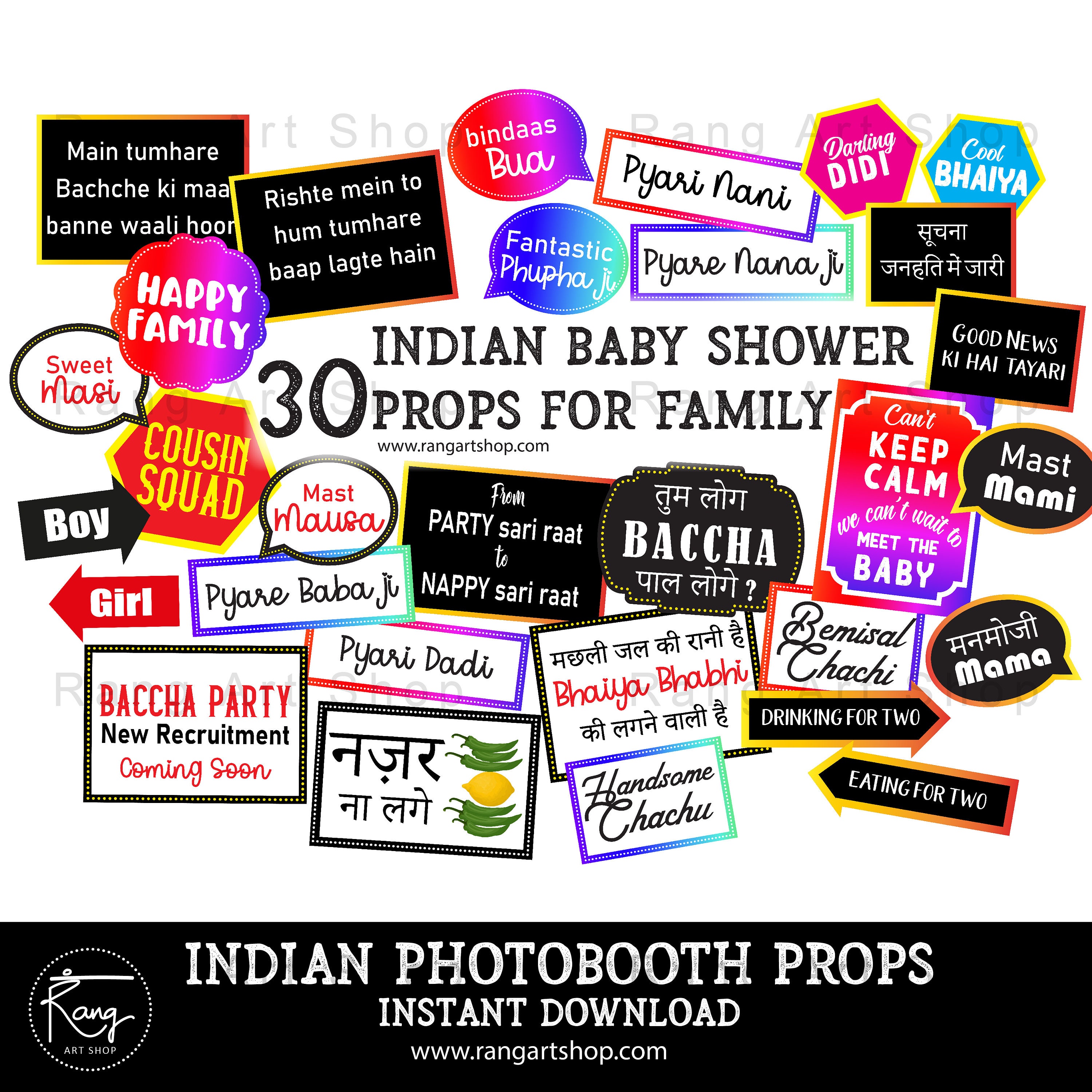 Godhbharai Props for Family Desi Props for Family Photoshoot Indian Baby Shower Bollywood