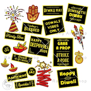 Diwali Photo Booth Prop 2024 - 20 Photobooth Props Printable - Indian Themed Party Printable - Indian Festival Celebrations - Hindu - DIY