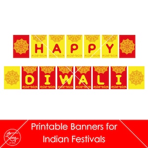 Diwali Banner - Diwali Decoration Indian Festival Bunting - Bollywood Themed Party Diwali backdrop - Diwali Decor - Indian Diwali Printable