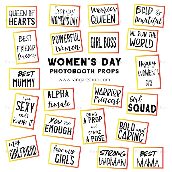 International Women's Day Party Prints - Women's Day Photobooth Props - Girl Power - Kitty party - Party Printables Digital Download