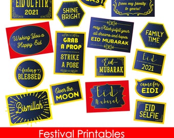 Eid Photo Booth Props - Eid Party Muslim Islamic Festival Decor - Eid Party Printable - Eid Mubarak - Eid Photobooth props Digital Download