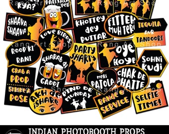 Punjabi Bollywood 20 Photobooth Props -Punjabi Party - Bollywood Party Photobooth - Printable Photobooth Props - Digital Download- Desi