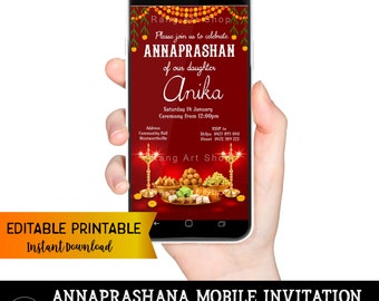 Invitation Annaprasan - Invitation Shuba Annaprasan - Première cérémonie de consommation de riz Invitation de téléphone portable - Décoration Pasni - TÉLÉCHARGEMENT NUMÉRIQUE