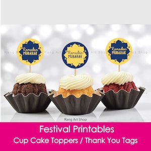 Ramadan Mubarak Cupcake Topper - Ramadan Thank You Tags - Muslim Islamic Festival - Ramadan & Eid Party Printable/Decor - Digital Download