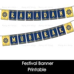 Ramadan Mubarak banner- Ramadan & Eid Party Printable -Muslim Islamic Festival Decorations -Eid Mubarak Ramadan Decor - Digital Download