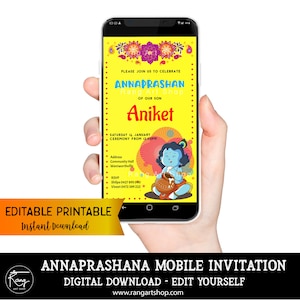 Invitation Annaprasan - Invitation Shuba Annaprasan - Première cérémonie de consommation de riz Invitation de téléphone portable - Décoration Pasni - TÉLÉCHARGEMENT NUMÉRIQUE