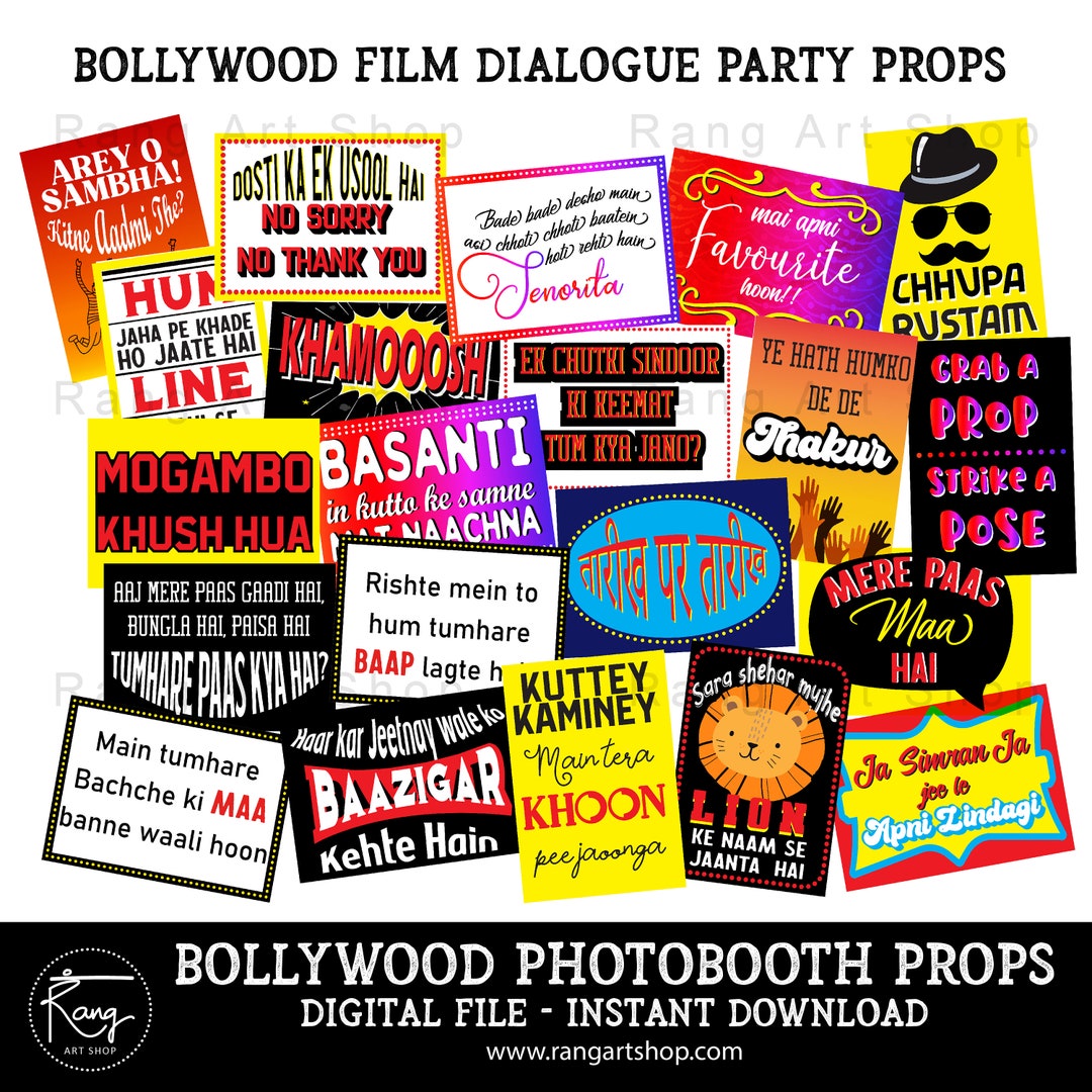 Bollywood Film Dialogue Photo Booth Props -20 Props- Indian ...