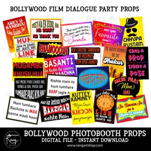 Bollywood Film Dialogue Photo Booth Props -20 Props- Indian celebrations-Punjabi Party - Bollywood Party - Desi Props DIGITAL DOWNLOAD