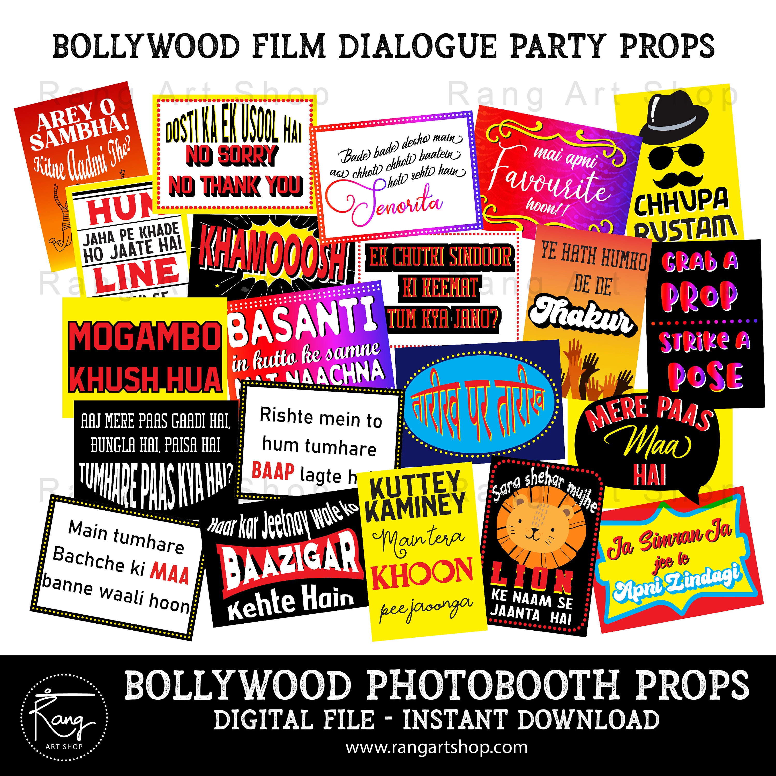 Buy Bollywood Film Dialogue Photo Booth Props 20 Props Indian