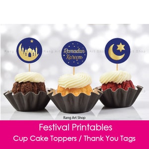 Ramadan Mubarak Cupcake Topper - Ramadan Thank You Tags - Muslim Islamic Festival - Ramadan & Eid Party Printable - Digital Download
