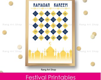 Ramadan Calendar Countdown - Ramadan Party- Muslim Islamic Festival Decor - Ramadan Calendar Printable - Ramadan Mubarak Digital Download
