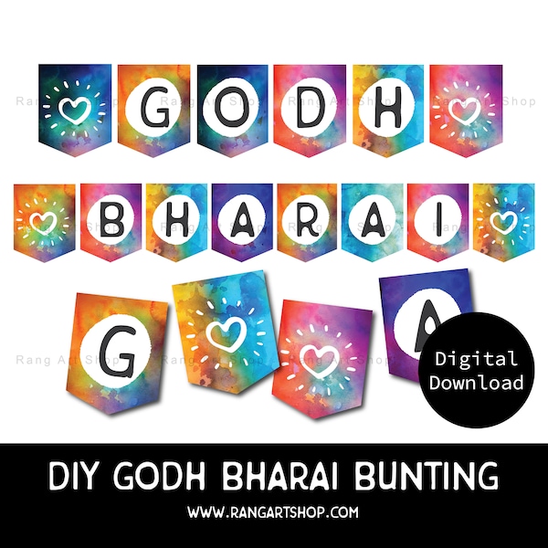 Godh Bharai Bunting - Indian Baby Shower Banner - Hindi Bollywood Props -  Indian Style Baby Shower Party Printable - Desi - Indian Theme