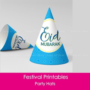 Eid Mubarak Party Hats - Eid Decor- iftar party Decor - Eid party decor  - Ramadan & Eid Party Printable - Digital Download