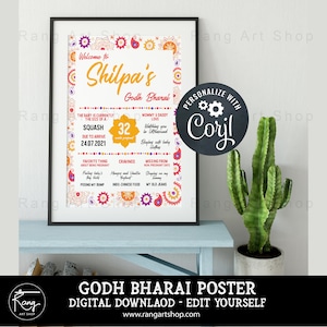 Godh Bharai Sign - Baby Shower Board - Indian Baby Shower Indian Baby shower Welcome Sign - Bollywood Pregnancy - Godhbharai Props - Digital